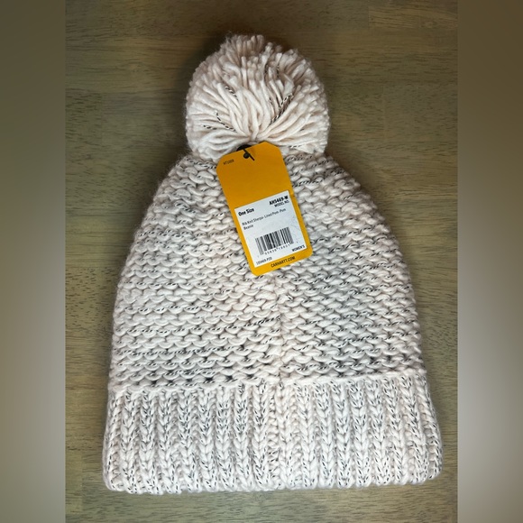 Carhartt Rib Knit Sherpa Lined  Pom Pom Beanie Hat‎ NWT Color Pink Salt D70 - Picture 3 of 5